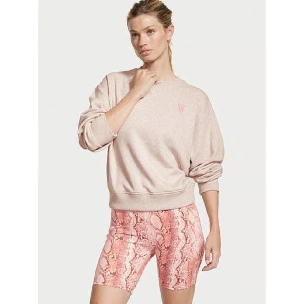 Victoria's Secret Driftwood Heather Stretch Fleece Crewneck Sweatshirt Large